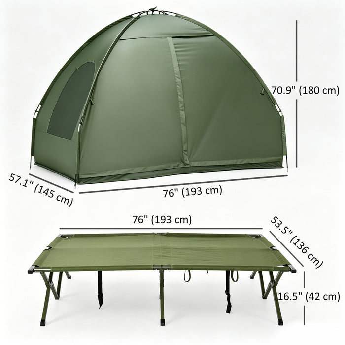 Outsunny Camping Combo Portable Folding Camping Tent, Dark Green