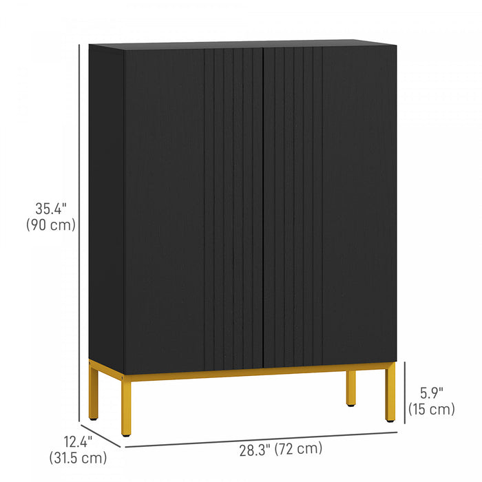 HOMCOM Modern Shoe Storage Cabinet Shoe Cabinet with Soft-Close Doors Black