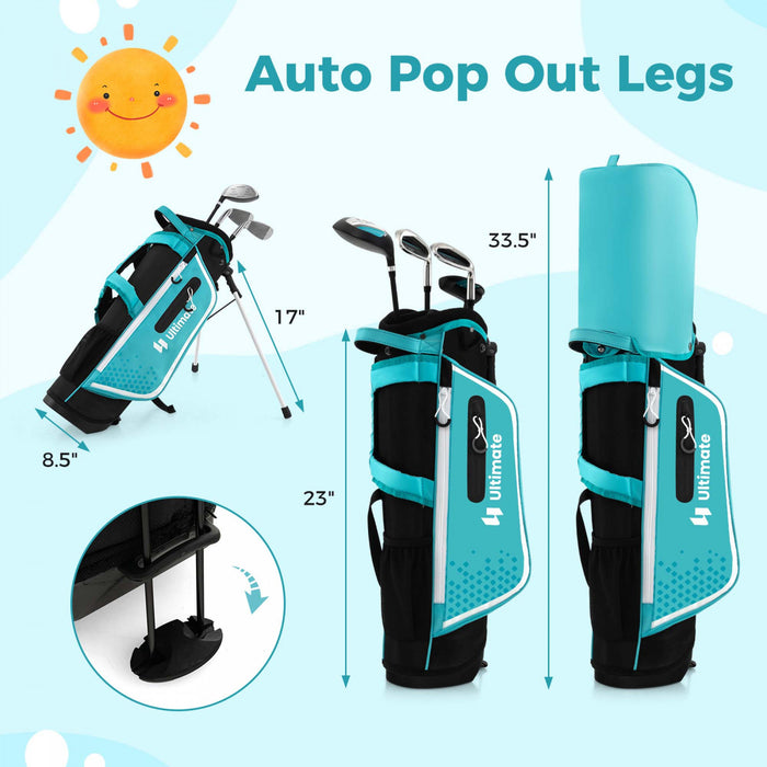 Ultimate Kids Golf Practice Set Junior Complete Golf Club Set For Kids Age 5-7 Years Old Blue