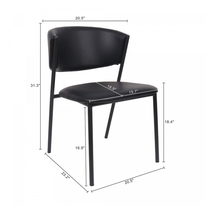 Drift Contemporary Modern Vegan Leather Metal Side Chair in Black - Set of 4