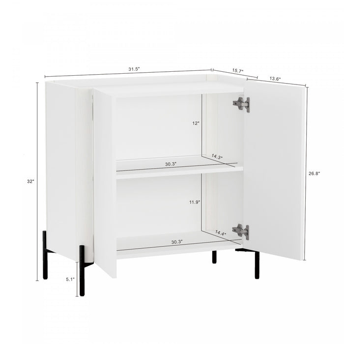 Abbey Modern 2-Piece Accent Storage Cabinets in White