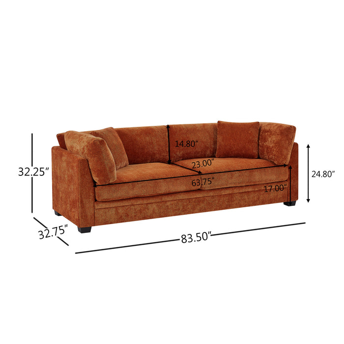 Flare Modern 83.5 Inch Flared Arms Sofa with High-Density Cushions, Caramel