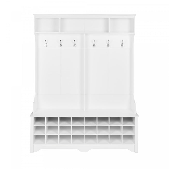 Hall Tree with 24 Shoe Cubbies - White - The Brick
