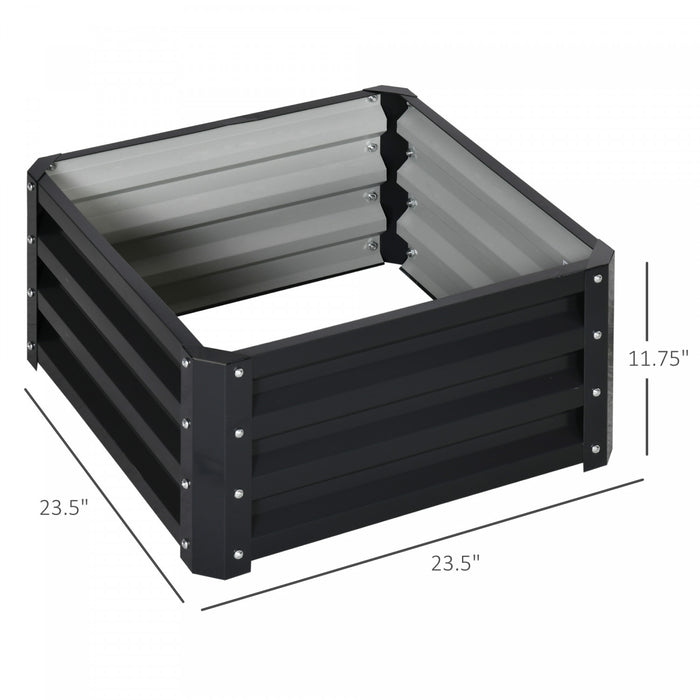 Outsunny 2' X 2' X 1' 2-pieces Raised Garden Bed With Color Steel Frame For Vegetables, Flowers, Herbs, Grey