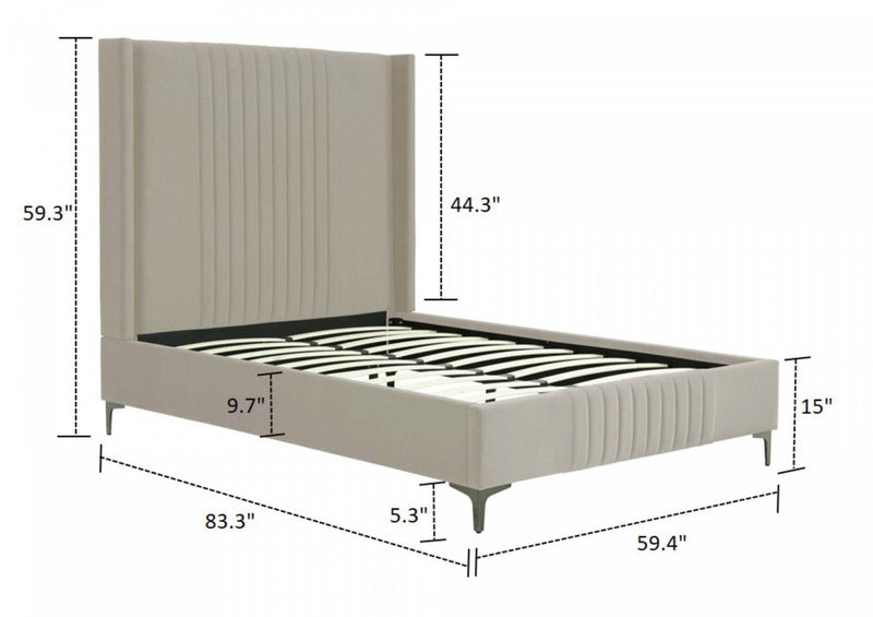 Promenade Mid-Century Modern Upholstered Velvet Full Bed in Rustic Taupe