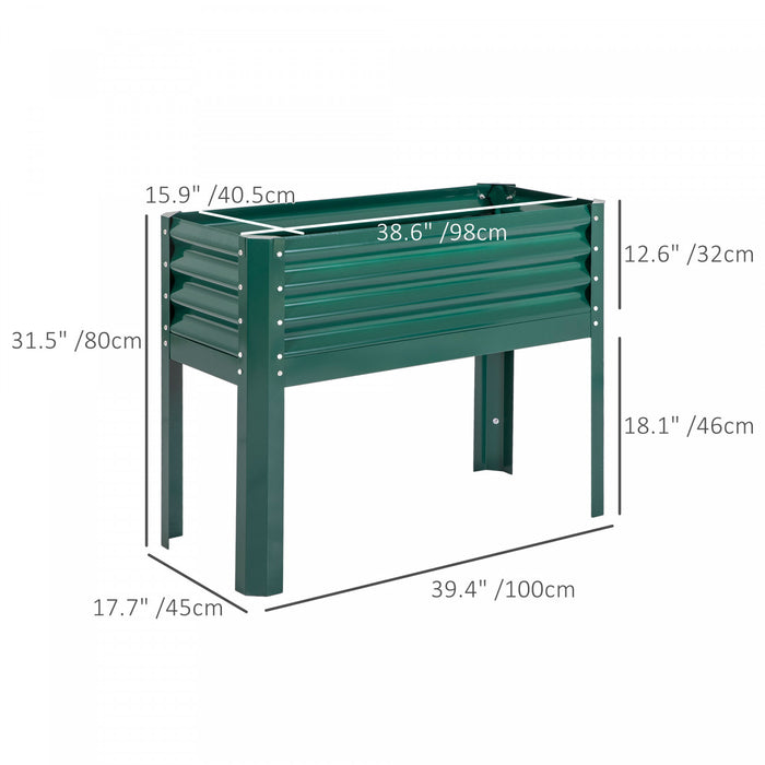 Outsunny Raised Garden Bed W/ Legs Galvanized Elevated Planter Box Green