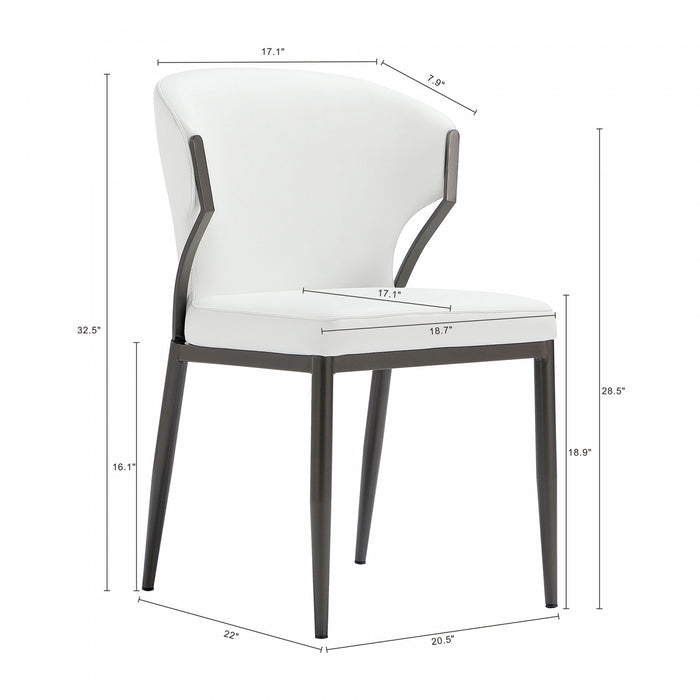 Kirsten Modern Vegan Leather Metal Dining Chair in White - Set of 4