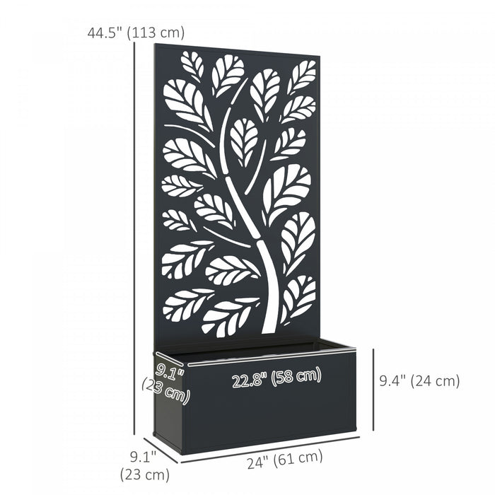 Outsunny Raised Garden Bed with Privacy Panel, Metal Planter Box