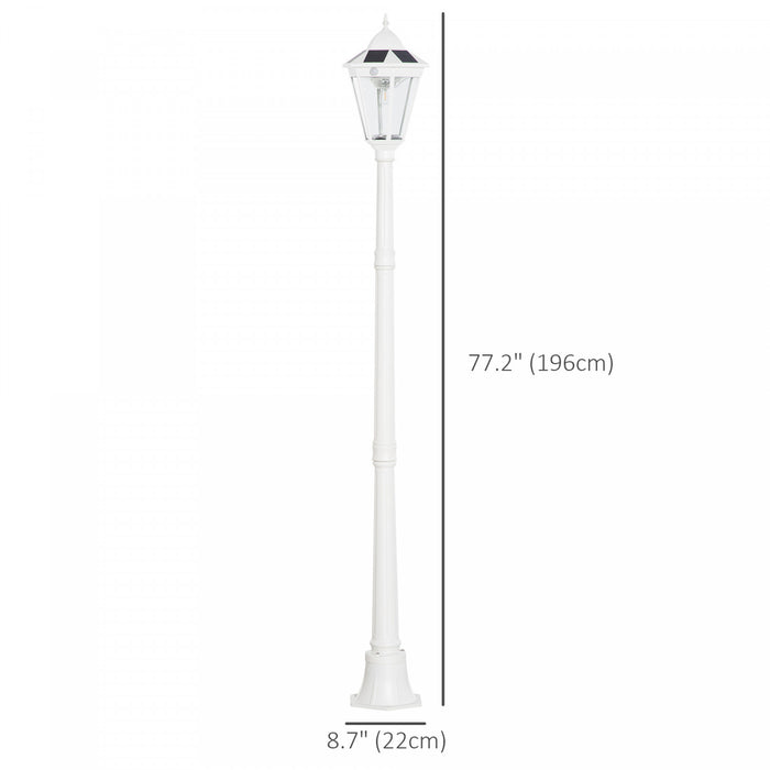 Outsunny 77\" Solar Lamp Post Light, Aluminum Outdoor Street Lamp, White