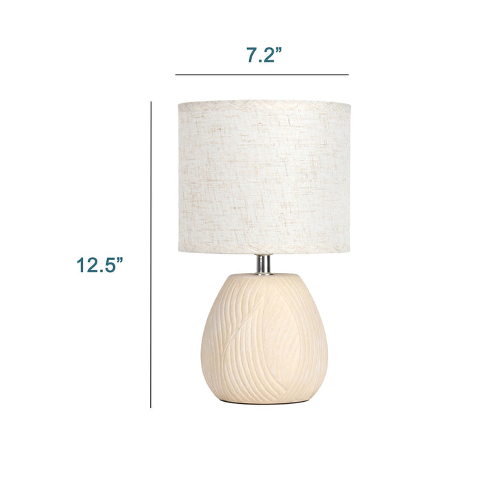 Marren Contemporary Textured Table Lamp, Beige, 12.5\"H