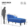 Serena Velvet Chaise Lounge with Button Tufting and Nailhead Trim, Blue | Serena Chaise Longue en Velours a Capitonnage Boutonne et Clous Decoratifs, Bleu