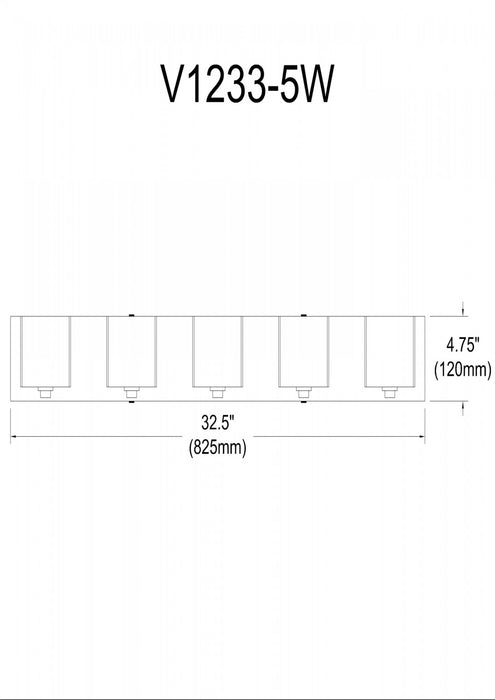 Dainolite Verona 5 Light Vanity Light Polished Chrome Finish Frosted Glass Shade Lamp
