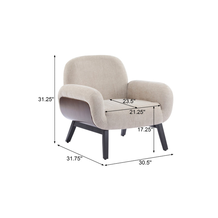 Audrey Solid Wood Ergonomic Accent Armchair with Fabric Upholstery,Tan Accent Chair