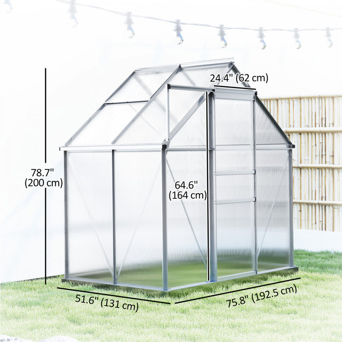 Outsunny 6' x 4' x 6.6' Polycarbonate Greenhouse Walk-in Green House Clear