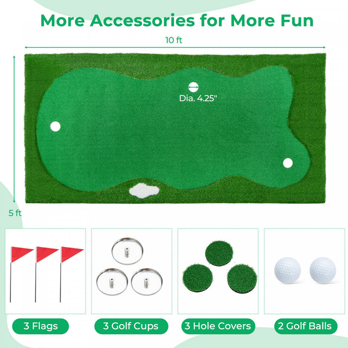 Costway 10 X 5 Ft Golf Putting Green Professional Golf Training Mat With 2 Golf Balls
