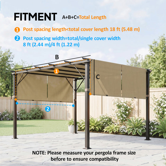 Outsunny 2 Pcs 16 x 4ft Pergola Shade, UV Protection Pergola Canopy, Sand