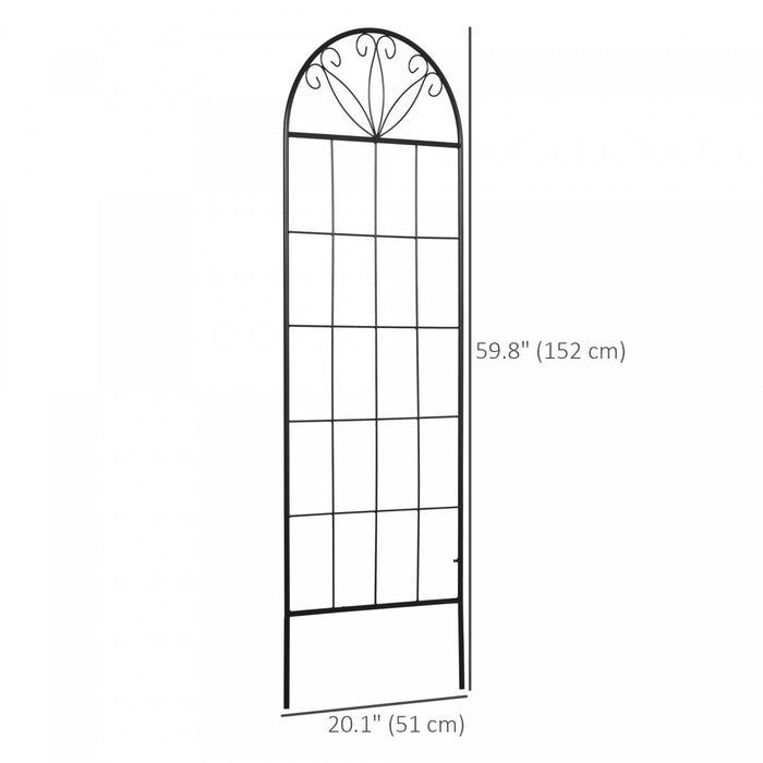 Outsunny Metal Garden Trellis Pack Of 2 For Climbing Plants, Black