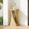 Cade 26.80" Twisted Square MGO Accent Table, Unique Natural Wood Grain Indoor Side Table, Natural | Table d'appoint carree torsadee Cade 26,80 pouces MGO, table laterale interieure a grain de bois naturel unique, naturel