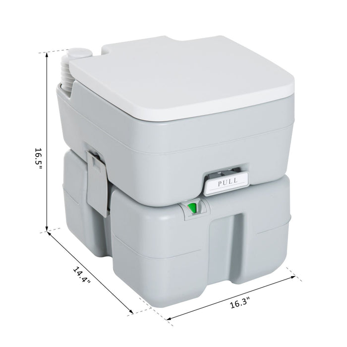Homcom Outdoor Portable Travel Toilet Flushable Tank With Level Indicator