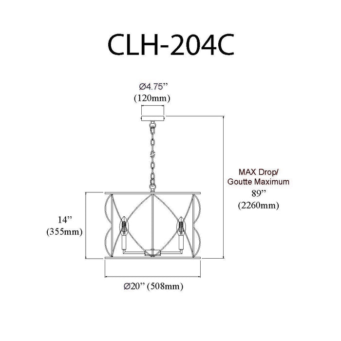 Dainolite Calah 4 Light Chandelier Incandescent Aged Brass Lamp