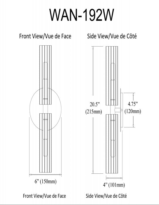 Dainolite Wand 2 Light Wall Sconce Matte Black Frosted Glass Lamp