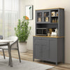 HOMCOM 71" Kitchen Pantry Storage Cabinet w/Adjustable Shelves Glass Door