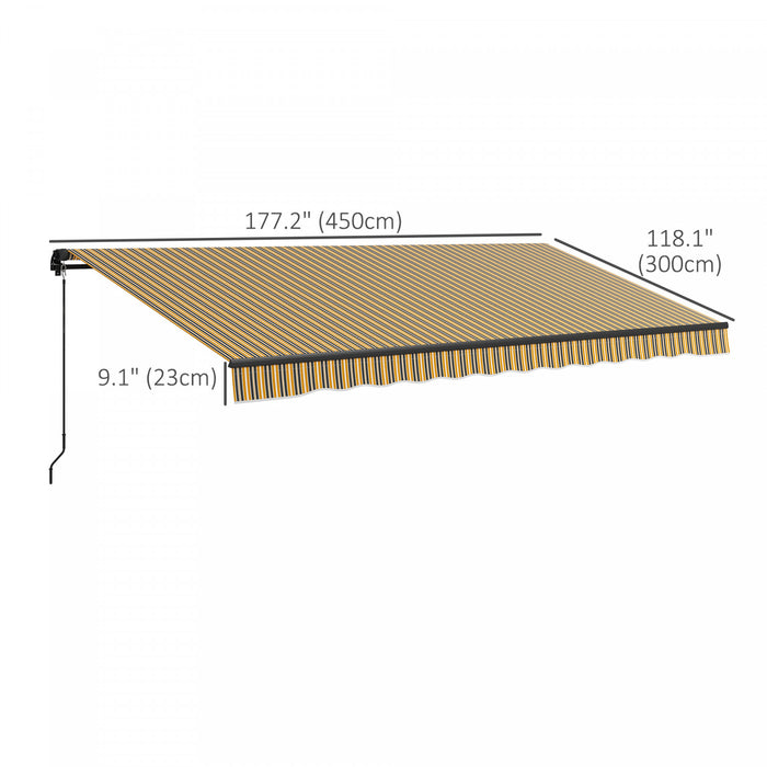 Outsunny 15' X 10' Patio Retractable Awning Sunshade Shelter, Amber