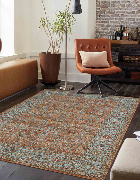 Hailey Traditional 5'3\" x 7'3\" Area Rug in Orange Indoor Area Rug