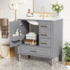 Emerson 30 Inch Bathroom Vanity with Ceramic Sink and Three Drawers, Grey | Emerson Meuble de salle de bain 30 pouces avec vasque en ceramique et trois tiroirs, Gris