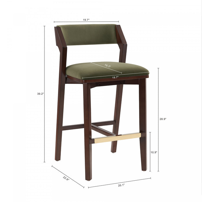 Patricia Modern Wood Upholstered Barstool in Turtle Green Bar Stool