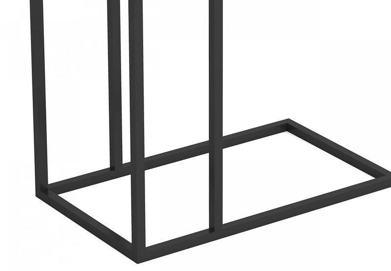 19” C-Shaped End Table With Metal Frame - Dark Taupe