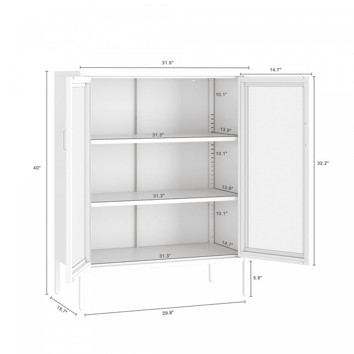 Amelia Modern 32\" Metal Accent Cabinet in White