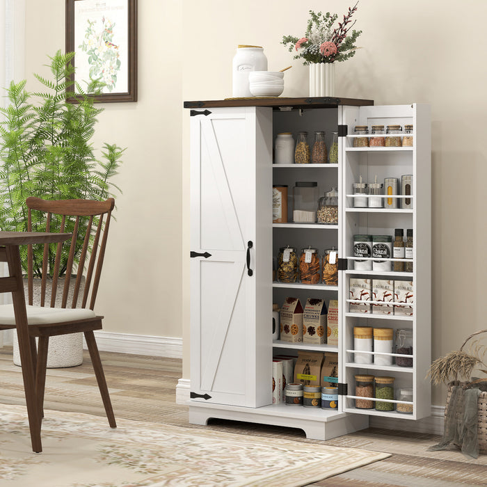 HOMCOM Kitchen Pantry Cabinet with Adjustable Shelves Storage Cabinet White