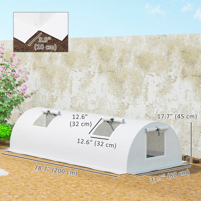 Outsunny Mini Greenhouse with Mesh Windows, Tunnel Growing Tent, White