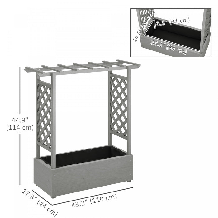 Outsunny Raised Planter With Trellis, Elevated Wood Planter Box With Liner