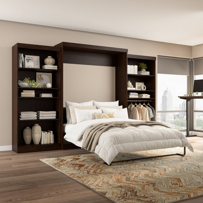 Bestar Pur Queen Murphy Bed with Two Storage Units 136-Inch Wall Bed