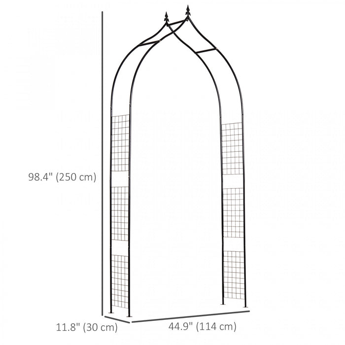 Outsunny 8ft Garden Arch Trellis For Climbing Plants, Decorative Metal Arbor For Wedding, Party, Event, Holiday, Black