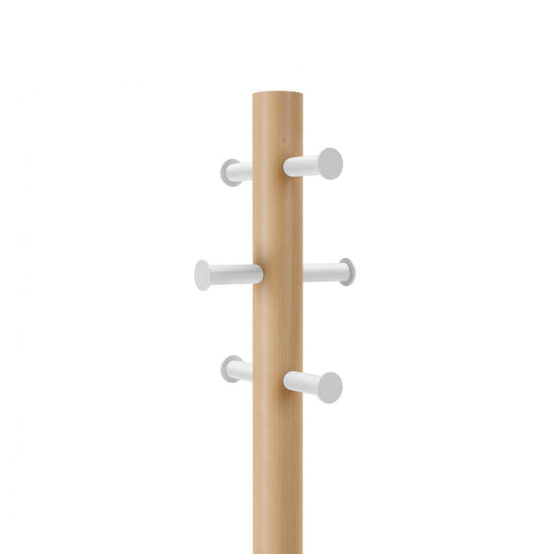 Umbra Modern Wood Pillar Stool and Coat Rack - White and Natural - The ...