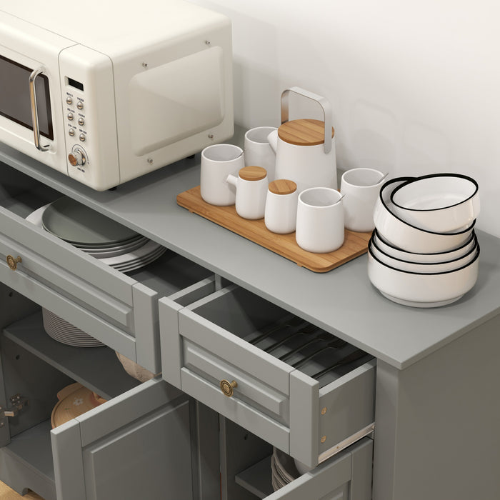 HOMCOM Sideboard Buffet Cabinet, Kitchen Cabinet with 2 Drawers, Grey