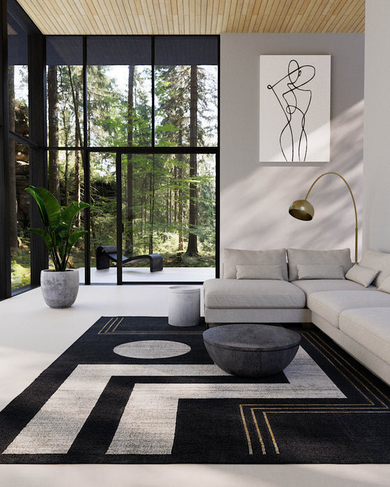 Erisa Contemporary 5'1\" x 7'7\" Area Rug in Grey Indoor Area Rug