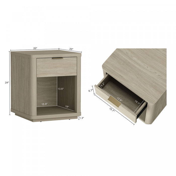 Evelyn Modern 20\" Nightstand in Natural (1-Drawer) - Set of 2