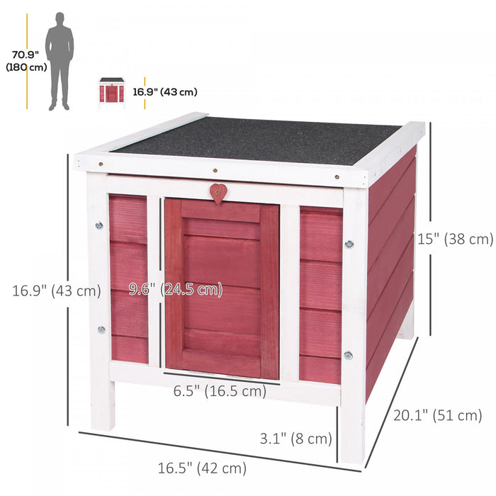 Pawhut 20\"x16.5\"x17\" Wooden Rabbit Hutch Small Animal House Bunny Guinea Pig Pet Cage Coop Cat Shelter Red