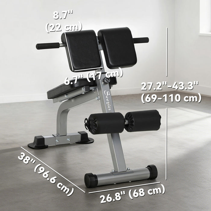 Soozier Roman Chair, Foldable Hyperextension Bench, Silver Tone