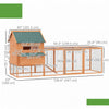 Pawhut 137" Chicken Coop, Wooden Large Hen House With Chicken Run, Nesting Box, Poultry Cage For Out|Pawhut 137" Poulailler En Bois Grand Poulailler De Luxe Clapier A Lapins Cage A Volaille Verrouillab