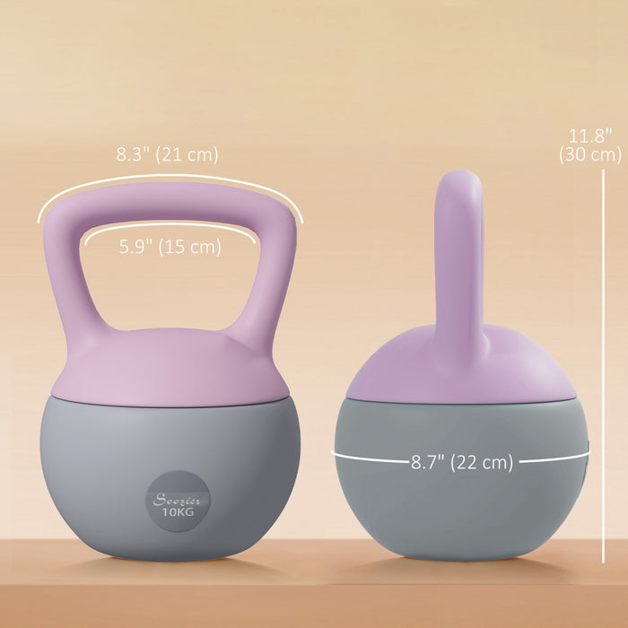 Soozier 22 lb Soft Kettlebell, Sand Filled Weight with Grip Handle, Solid Kettlebell Weight for Full Body Workout and Strength Training, Home Gym Equipment, Purple