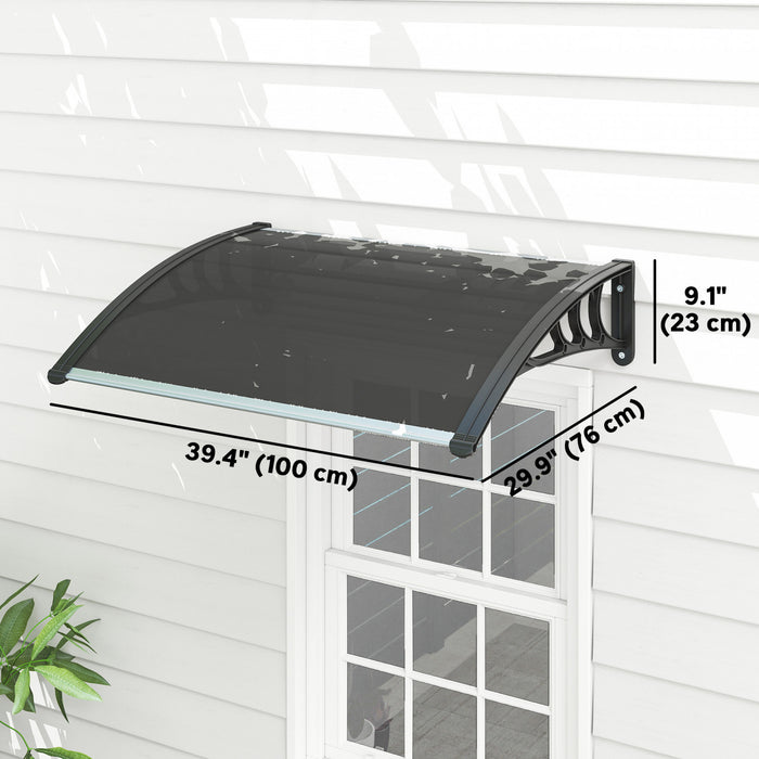 Outsunny Window Awning Door Canopy with Solid Panel, Transparent