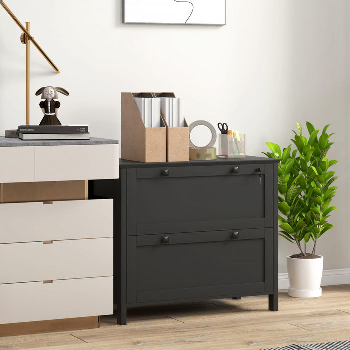 HOMCOM 2 Drawer Lateral File Cabinet for Letter, A4, Legal Size, Black