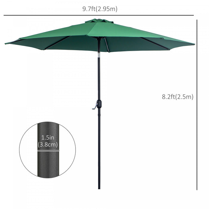 Outsunny 10' X 8' Round Market Umbrella, Patio Umbrella, Green