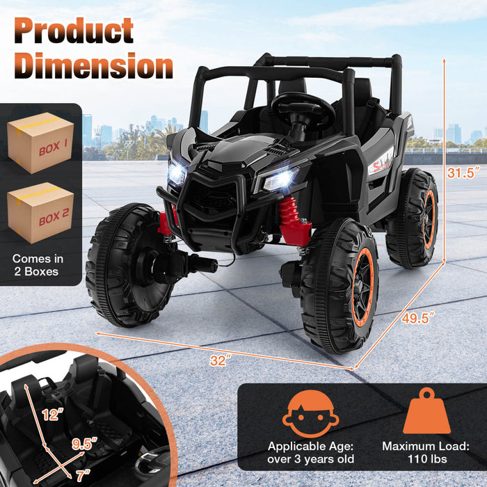 Costway 24v Kids Ride On Utv With 4 X 100w Powerful Engine Remote Control High/low Speed Black