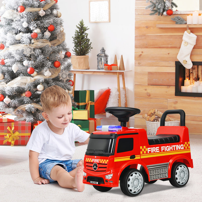 Costway Kids Ride On Fire Engine Licensed Mercedes Benz Push And Ri ...